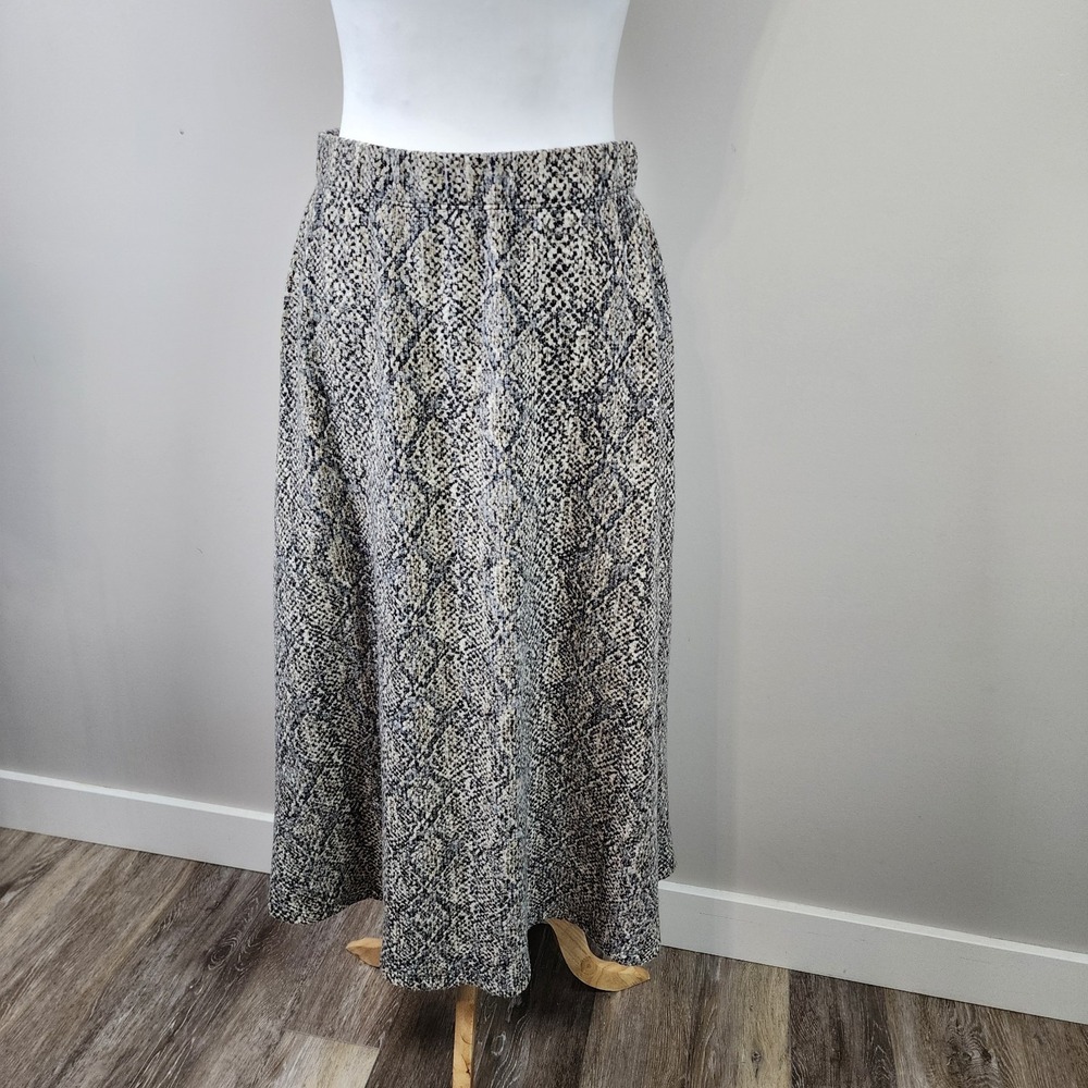 Zara Snake Print Skirt Womens Medium Stretch Knit A Line Flare Midi Luxury Boho‎